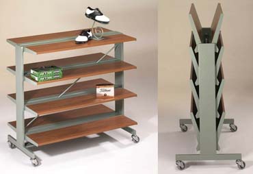 4-Tier Table with Wood Grain Shelves