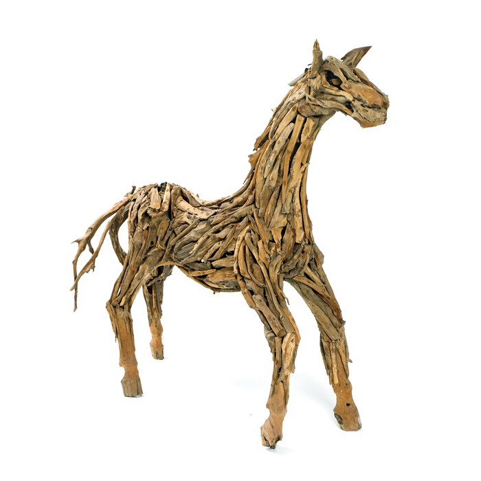 Teak Wood Sculpted Horse