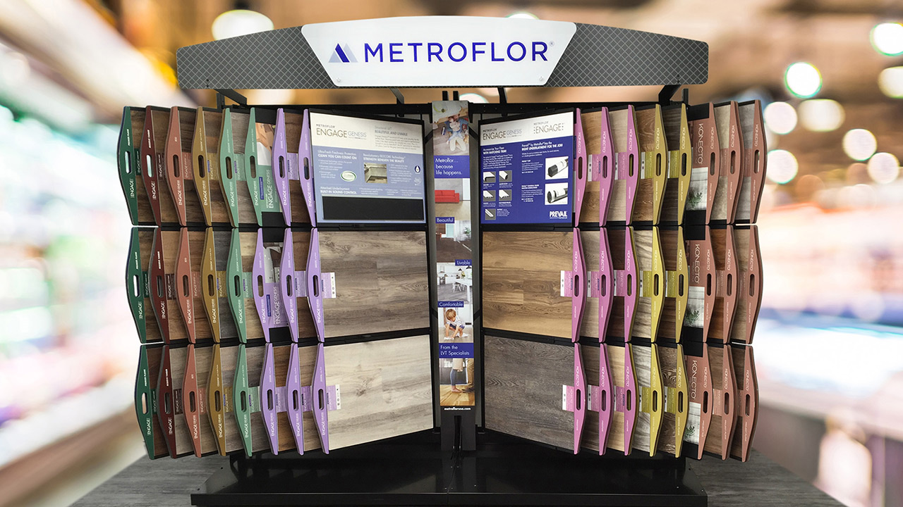 Metroflor family of LVT flooring brands goes to market with sophisticated selection center display
