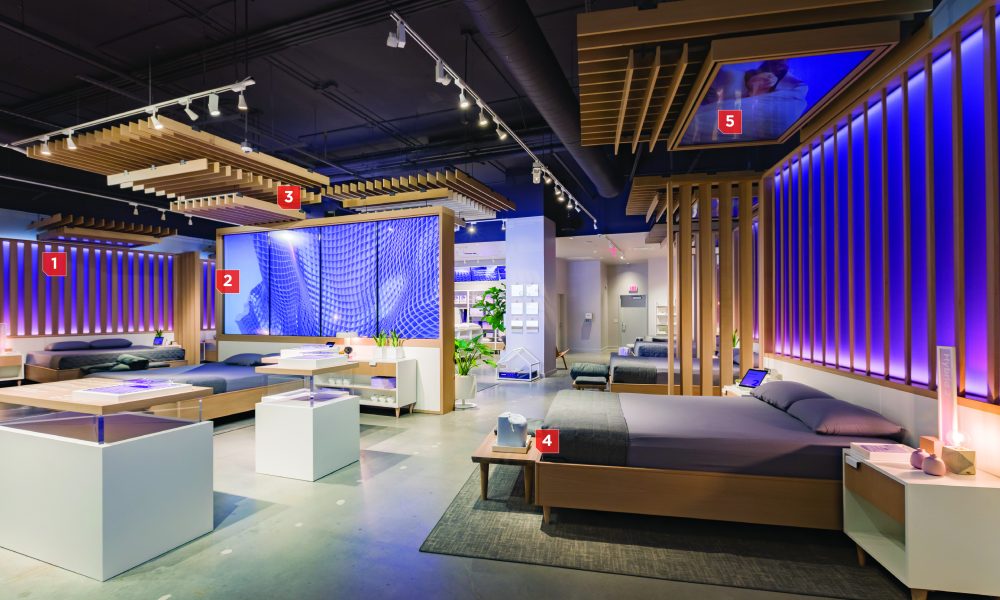 New Purple Mattress Showroom Conveys Comfort Visual Merchandising and