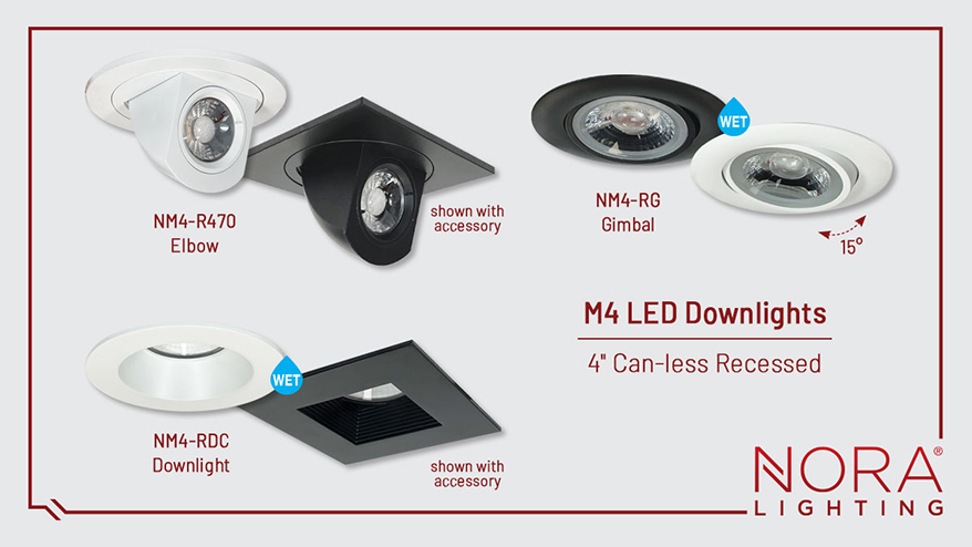 Nora Lighting Expands Can-Less Downlights with Introduction of 4” M4 Series