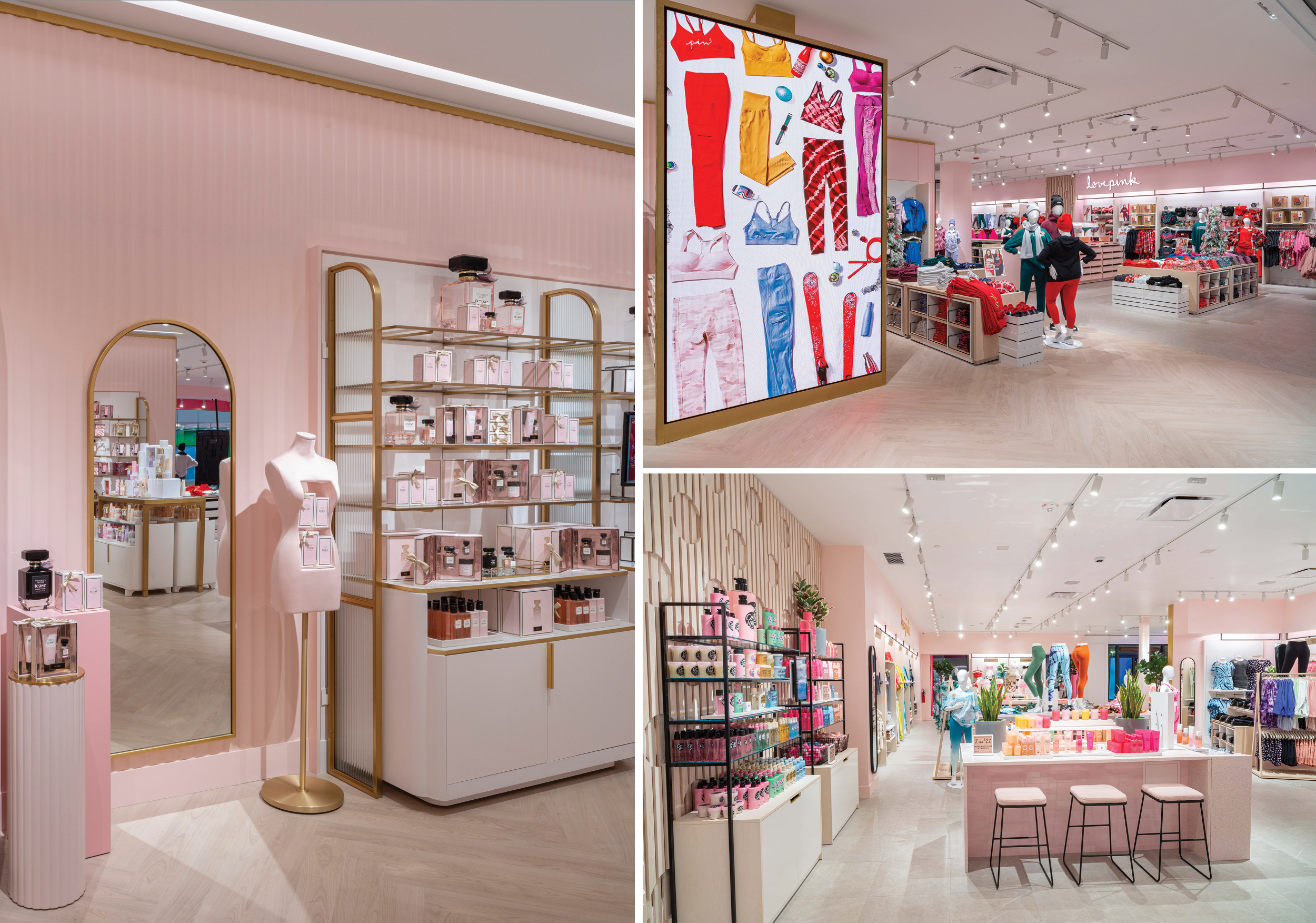 Victoria’s Secret recently opened additional Store of the Future locations in Birmingham, Ala. (shown directly above) and Houston. Much like the Chicago locale, the stores feature size-inclusive mannequins, gender-neutral apparel and digital touchpoints.