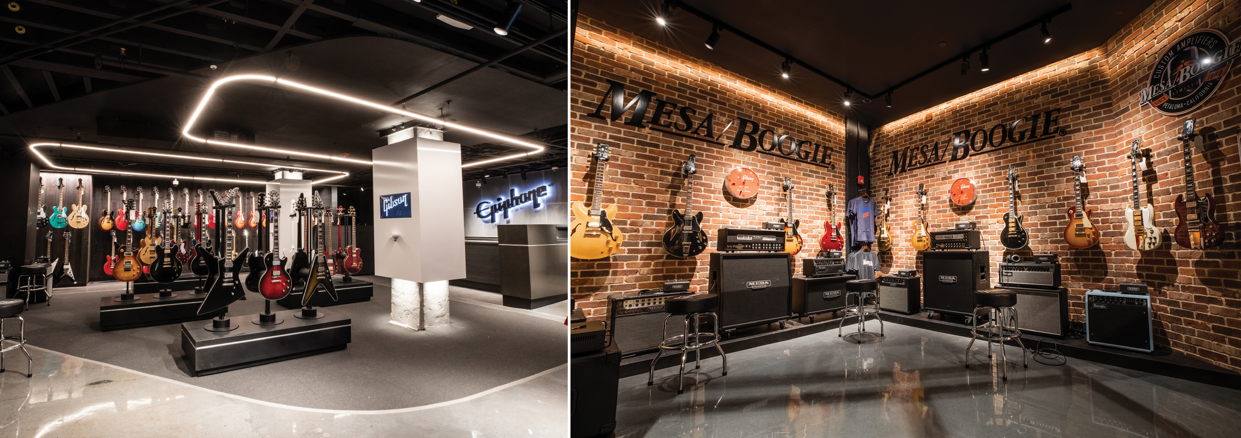 Dedicated areas, like this one for Mesa Boogie (shown), provide Gibson an opportunity to showcase affiliated brands.