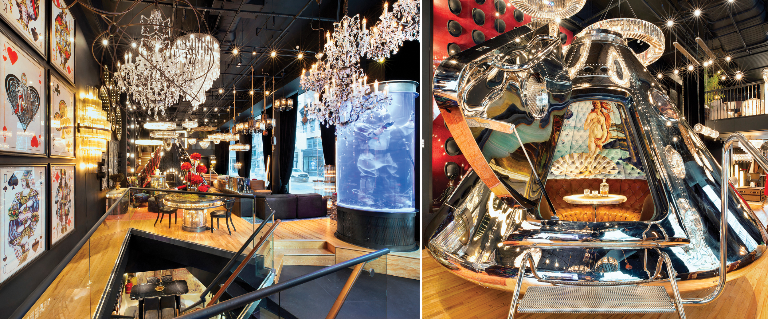 The three-ton aquarium (shown right) is just one of many unique and unusual props found throughout the flagship.