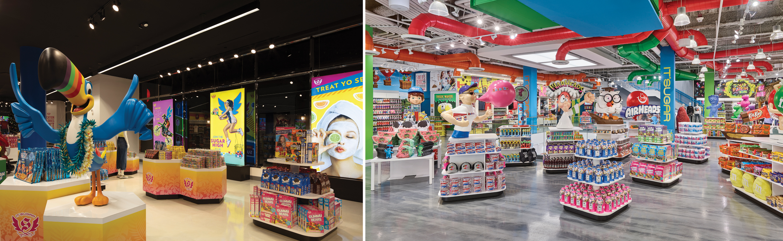 The American Dream IT’SUGAR location in East Rutherford, N.J., aims to immerse customers through oversized props and tantilizing candy displays. 📷: Frank Oudeman