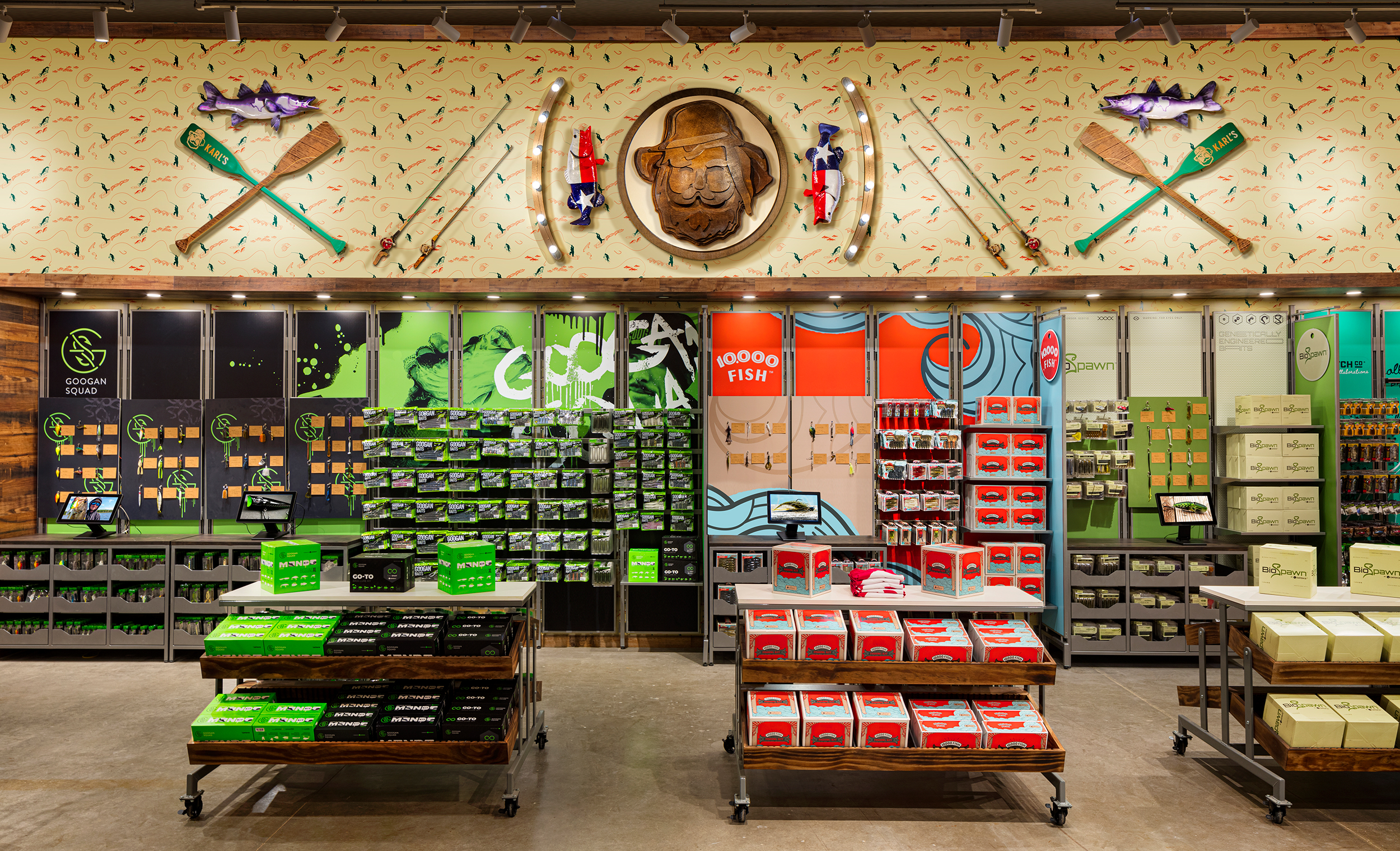 The visual merchandising strategy is meant to allow customers to “choose their own adventure” as they browse the space. Fixtures and messaging work together to guide novices through the store.
