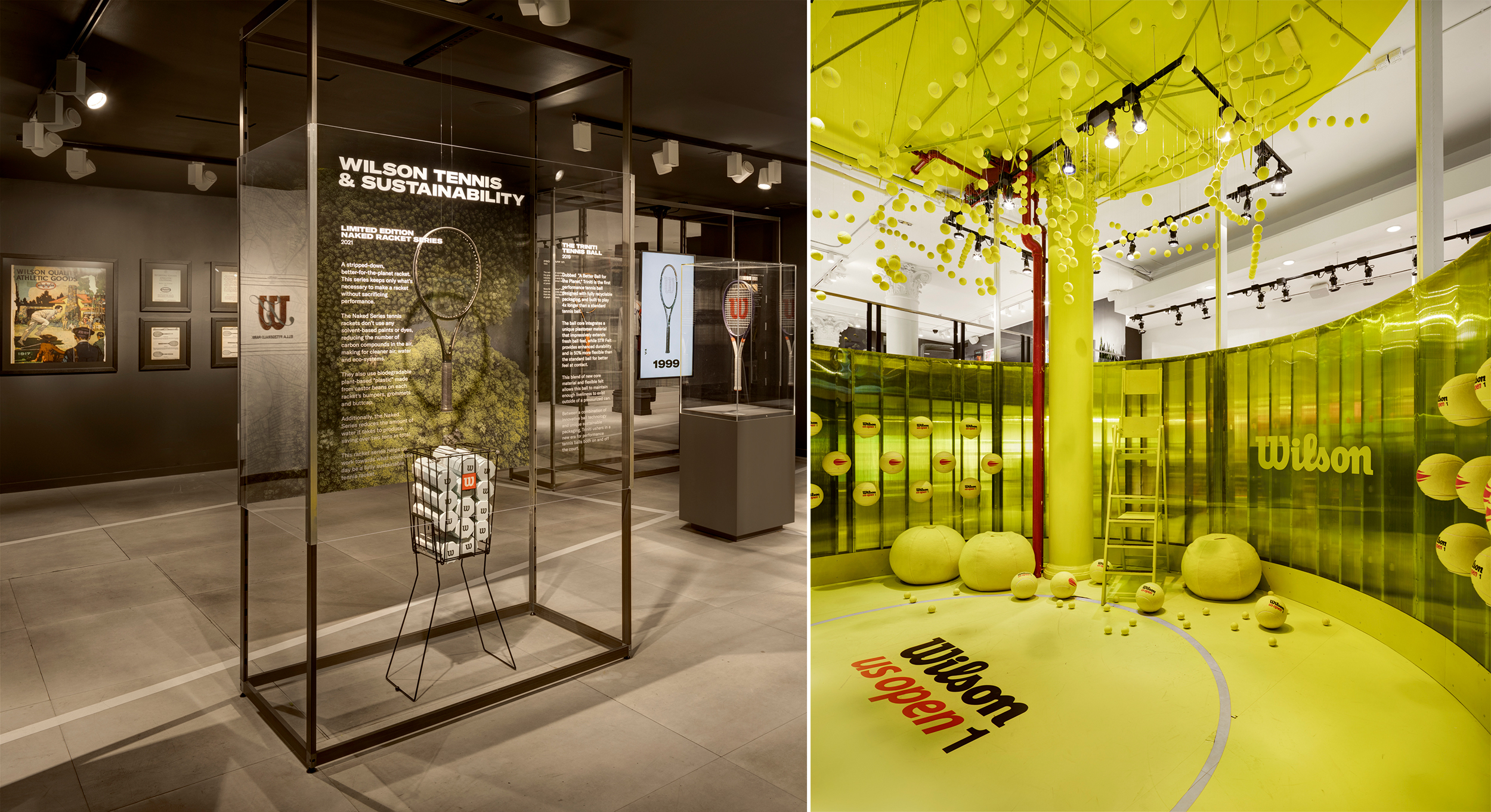 This page: Starting with this pop-up and “tennis museum” in 2021, Wilson has now begun opening permanent physical stores in New York and Chicago.