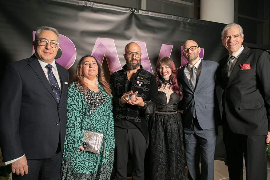 THIS PAGE (L to R) VMSD’s Publisher Murray Kasmenn; Showfield’s VP Creative Director Samar Younes and CEO Tal Zvi Nathanel; VMSD Managing Editor Carly Hagedon; Editor-in-Chief Phil Dzikiy; New York Editor Eric Feigenbaum.