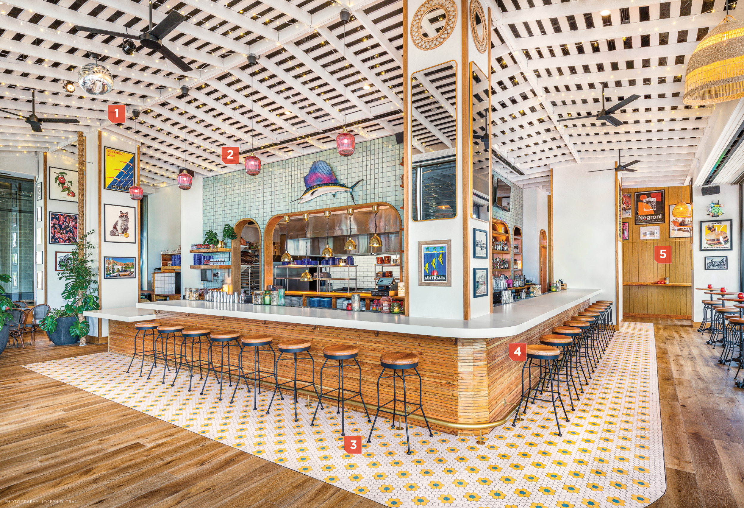 At Lucky Buns, Framed Prints and Wall Decor Create a Kitschy and Laid-Back Atmosphere